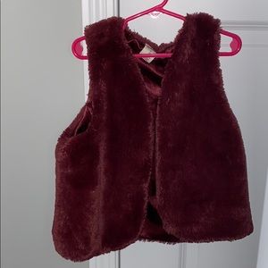 Maroon Fluffy Vest